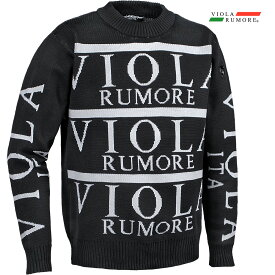 VIOLA rumore ヴィオラ ビオラ ニット セーター クルーネック ロゴ 袖ロゴ メンズ mens(ブラック黒) 52134