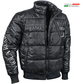 VIOLA rumore ヴィオラ ビオラ 中綿ジャケット ソフトナイロン PUレザーロゴ 刺繍 メンズ アウター ダウンジャケット mens(ブラック黒) 52102