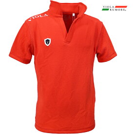 VIOLA rumore ヴィオラ ビオラ ポロシャツ スキッパー 襟ロゴ メンズ ポロ 半袖 mens(レッド赤) 52312