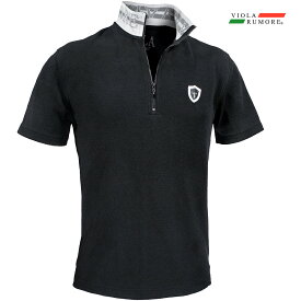 VIOLA rumore ヴィオラ ビオラ ポロシャツ ハーフZIP 襟ロゴ メンズ ポロ 半袖 mens(ブラック黒ホワイト白) 52313