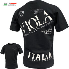 VIOLA rumore ヴィオラ ビオラ Tシャツ クルーネック ラインストーン メンズ 半袖Tシャツ mens(ブラック黒) 52317