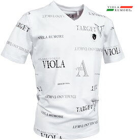 VIOLA rumore ヴィオラ ビオラ Tシャツ Vネック 総柄プリント ロゴ メンズ 半袖Tシャツ mens(ホワイト白) 52318