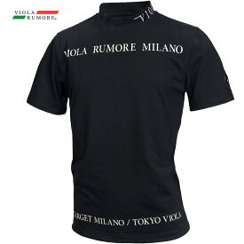 VIOLA rumore ヴィオラ ビオラ Tシャツ モックネック ラインストーン メンズ 裾ドローコード 半袖Tシャツ mens(ブラック黒) 52321