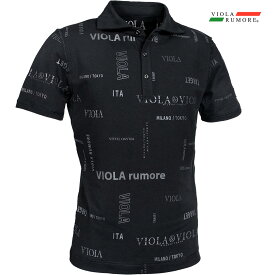 VIOLA rumore ヴィオラ ビオラ ポロシャツ 総柄プリント メンズ ポロ 半袖 mens(ブラック黒) 52306