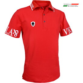 VIOLA rumore ヴィオラ ビオラ ポロシャツ 襟ロゴ メンズ ポロ 半袖 mens(レッド赤) 52307