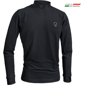 VIOLA rumore ヴィオラ ビオラ Tシャツ モックネック 襟ロゴ メンズ 長袖Tシャツ mens(ブラック黒) 62108