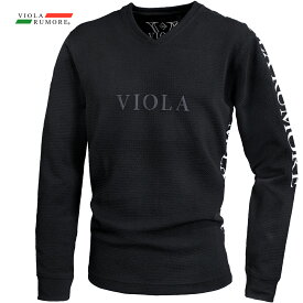 VIOLA rumore ヴィオラ ビオラ Tシャツ Vネック 切り替え 袖ロゴ メンズ 長袖Tシャツ mens(ブラック黒) 62110