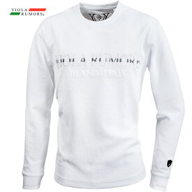 VIOLA rumore ヴィオラ ビオラ Tシャツ クルーネック 刺繍 ロゴ メンズ 長袖Tシャツ mens(ホワイト白) 62111
