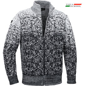 VIOLA rumore ヴィオラ ビオラ ニット フルジップアップ グラデーション メンズ ライトアウター ニットジャケット mens(ホワイト白) 62127