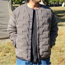 (ジーアールエヌアウトドア)grn outdoor SIX LESS DOWN 2WAY CARDIGAN (GRAY) | ジャケット アウター 上着 冬 冬服 メンズ レディース アウトドア 暖かい 防寒着 防寒 カジュアル キャンプ キャンプウェア 冬ジャケット 冬物 ダウンジャケット