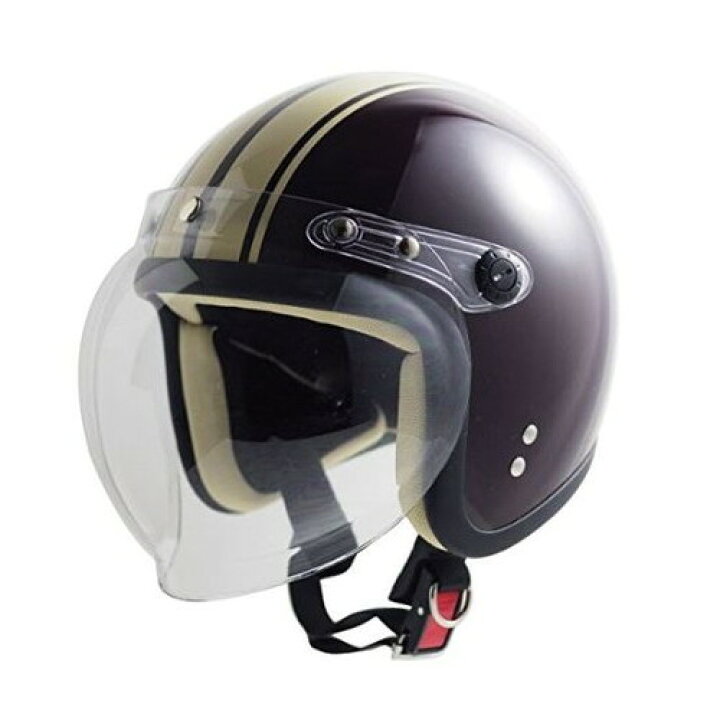 (NISCO) A・NT-70 シールド付JETヘルメット BR/IVライン クロスキャンパー (NISCO)ニスコ A・NT-37 ヴィンテージヘルメット IV BRライン