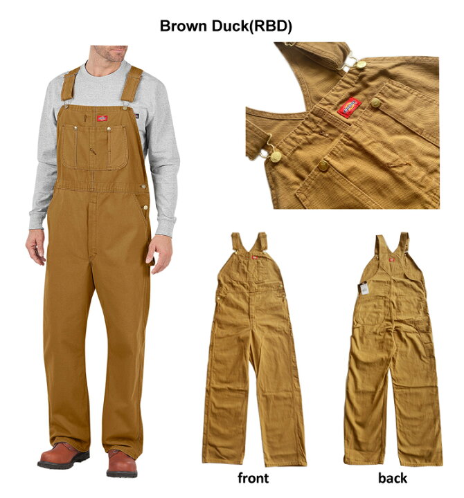 即納最大半額即納最大半額(ディッキーズ)Dickies オーバーオール DB100 DB-100 Brown Duck ブラウン ダック  ワークショーツ つなぎ 作 制服、作業服