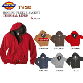 【Dickies】TW382 フードパーカー　フリース ジャケットサーマルライン　ジップアップTHERMAL LINED HOODED FLEECE JACKET ディッキーズ