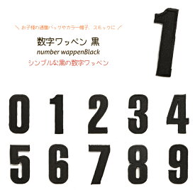 どれでも5枚以上で追跡可能メール便送料無料！アイロンで簡単貼り付け♪【ワッペン市場】ワッペン 黒 数字 0 1 2 3 4 5 6 7 8 9 アップリケ 刺繍 アイロン 手芸 おなまえ 名前 入園グッズ 入園準備 保育園 幼稚園