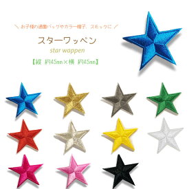 どれでも5枚以上で追跡可能メール便送料無料！アイロンで簡単貼り付け♪【ワッペン市場】ワッペン スター 星 ブルー ゴールド グレー グリーン レッド シルバー イエロー ホワイト ピンク ブラック アップリケ 刺繍 アイロン 手芸 入園グッズ 入園準備 保育園 幼稚園