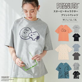 【10％OFFクーポン！5/27 9:59まで】PEANUTS ピーナッツ Tシャツ 半袖 半袖Tシャツ 綿100％ コットン100％ スヌーピー SNOOPY トップス レディース カットソー キャラクター シンプル かわいい コラボ おしゃれ 大きいサイズ