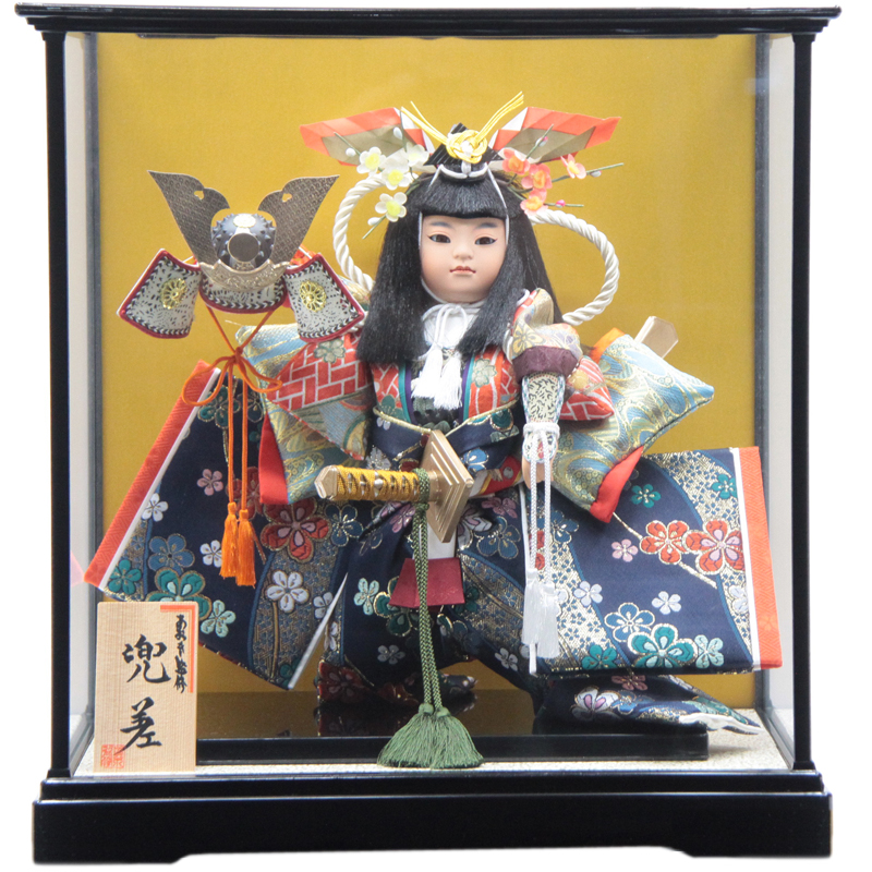 アウトレット品 見本使用 展示品です 五月人形 ケース人形 8号 武者人形 22a-ya-2566 ディスプレイ アウトレット 迅速な対応で商品をお届け致します 日本人形 兜差 見切処分品 幅44cm インテリア