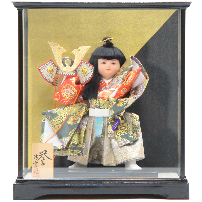 アウトレット品。見本使用、展示品です。 アウトレット品 五月人形 ケース人形 7号 武者人形 誉 人形 日本人形 幅38cm (22a-ya-2575) インテリア ディスプレイ 見切処分品