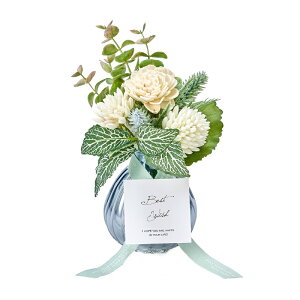 フェイクグリーン 多肉ブーケ ホワイトグリーン アーティフィシャルフラワー 高さ15cm (P223-za3008-1) (代引き不可) フラワーアレンジメント