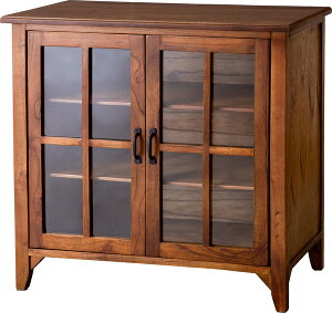 ティンバー キャビネット PM-318 チェスト キャビネット ミンディ材 天然木 アンティーク スリム 省スペース 小さめ 黒アイアン ブラウン 収納 扉付き 棚付き ガラス扉 おしゃれ 模様替え