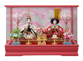 ひな人形　ひな祭 雛人形ケ－ス 愛里小三五親王飾 桃 v203-255 アクリルケース コンパクト 軽量 桃の節句　送料無料