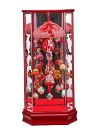雛人形　ひな祭吊るし飾りケース入 大 赤A v213-603 アクリルケース コンパクト 軽量 桃の節句　送料無料