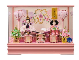 ひな人形　ひな祭 雛人形ケ－ス 羽衣三五親王飾（桃） v263-249 アクリルケース コンパクト 軽量 桃の節句　送料無料