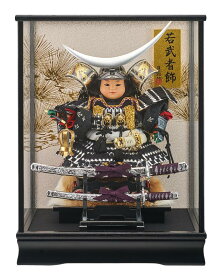 五月人形 端午の節句 兜ケース 藤翁作 子供大将 伊達 銀 樹脂製頭大将 v205-909 ガラスケース コンパクト 軽量　送料無料