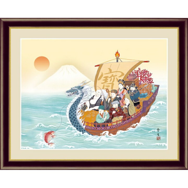 楽天市場】額絵 日本画 縁起画 【七福神】 北山歩生 G4-BY030 [代引き 
