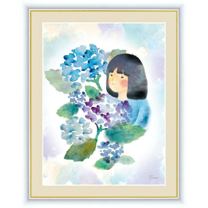 楽天市場 額絵 微笑みの中のこどもたち 紫陽花と少女 F6 榎本早織 G4 Ch002 F6 代引き不可 クロスリー スタイル