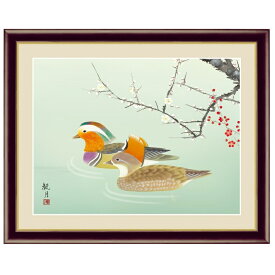 日本画 森山観月 鴛鴦に紅白梅 F6 [g4-bk113-F6]（代引き不可）