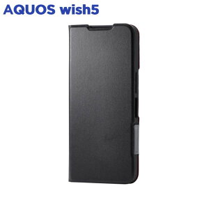 �G���R�� AQUOS wish5 ( SH-52F ) �P�[�X ���U�[ �蒠�^ �}�O�l�b�g �Ռ��z�� ���y�� ���^ �X�^���h�@�\�t UltraSlim �u���b�N PM-S251PLFUBK