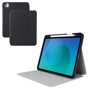 �G���R�� iPad Pro �P�[�X 11�C���` ( M4 ) �}�O�l�b�g���t���b�v �J�o�[ Apple Pencil���[ �t���[�A���O�� �X�^���h �I�[�g�X���[�v�@�\ �Ռ��z�� �u���b�N TB-A25PMSABK