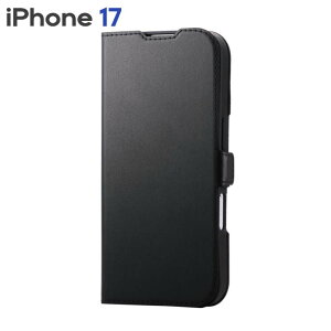 �G���R�� iPhone17 �P�[�X ���U�[ �J�o�[ �蒠�^ �}�O�l�b�g �t���b�v �Ռ��z�� MAGKEEP ���͋z�����C�����X�[�d�Ή� �X�g���b�v�z�[���t �X�^���h�@�\�t �u���b�N PM-A25APLFMGBK