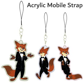ストラップ スマホ モバイル アクリル Lサイズ ズートピア ニック キャラクター グッズ 携帯 アクセサリー チャーム キーホルダー DNG-341