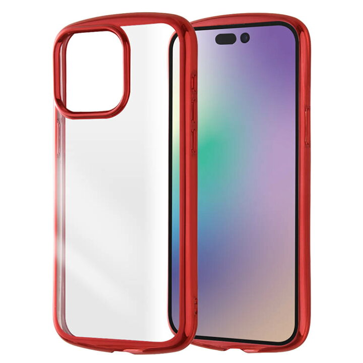 楽天市場】iPhone15ProMax ケース クリア レッド メタリック フレーム 
