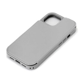 iPhone15 ケース 手帳 背面 クリア 透明 グレー カード 収納 ポケット スマホ カバー アイフォン アイホン 2023 6.1inch 2眼 逆開き バックフリップ PG-23ABF04GY