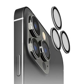 iPhone15Pro カメラ プロテクター ガラス フィルム ブラック フレーム 10H 保護 レンズ クリア 透明 背面カメラ 個別 タイプ 簡単 貼付け PG-23BCLG23BK