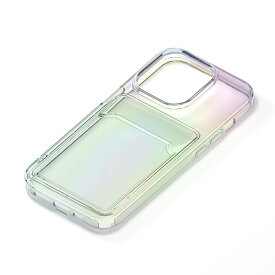 iPhone15Pro ケース 背面ポケット付き クリア 透明 オーロラ カード 収納 ポケット スマホ カバー アイフォン アイホン 2023 6.1inch 3眼 クリアポケットケース PG-23BCTP02AR