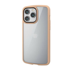 iPhone 15 Pro Max 用 ケース ハイブリッド カバー 衝撃吸収 軽量 薄型 カメラ周り保護 ストラップホール付 TOUGH SLIM LITE カフェオレ エレコム ELECOM