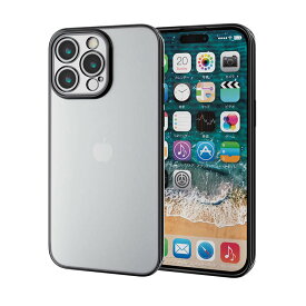 iPhone 15 Pro Max 用 ケース ソフト カバー カメラレンズ保護設計 ストラップホール付 メタリック加工 背面クリア 極限設計 メタリックブラック エレコム ELECOM