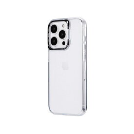 iPhone15Pro ケース クリア 透明 ブラック カメラ部分 スタンド ストラップホルダー 付 無地 保護 スマホ カバー シンプル ソフト TPU アイフォン アイホン 2023 6.1inch 3眼 UTILO Cam Stand LN-IP23CSDBK