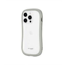 iPhone15Pro ケース クリア 透明 ライト グレー ストラップホルダー 付 耐衝撃 MILスペック 無地 保護 スマホ カバー シンプル ラウンド フォルム くびれ アイフォン アイホン 2023 6.1inch 3眼 ViAMO freely LN-IP23VMFLGY