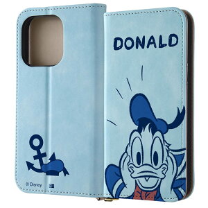 iPhone15Pro ケース 手帳型 ディズニー ドナルドダック 驚く ドナルド ブルー キャラクター グッズ シンプル カード 収納 ポケット ストラップホール 付 スタンド 機能 アイフォン アイホン IJ-DP4