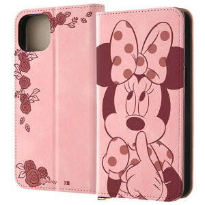 iPhone15Plus ケース 手帳型 ディズニー ミニーマウス ローズ ミニー ピンク キャラクター グッズ シンプル カード 収納 ポケット ストラップホール 付 スタンド 機能 アイフォン アイホン IJ-DP43D