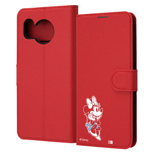 AQUOSsense8 ケース 手帳型 ディズニー ミニー キャラクター グッズ お座り sitting 耐衝撃 傷に強い 頑丈 丈夫 強い シンプル カード 収納 ポケット ストラップホール 付 スタンド 機能 マグネット