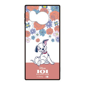 AQUOSsense8 ケース ディズニー ラッキー 子犬 ダルメシアン 101匹わんちゃん フラワー 花柄 キャラクター グッズ 耐衝撃 スマホ カバー エアクッション ハイブリッド スクエア 角 シルエット フ