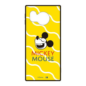 AQUOSsense8 ケース ディズニー ミッキー イエロー 黄色 ウェーブ キャラクター グッズ 耐衝撃 スマホ カバー エアクッション ハイブリッド スクエア 角 シルエット フォルム SH-54D SHG11 AQUOS sense8