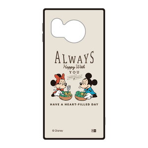 AQUOSsense8 ケース ディズニー ミッキー ミニー ベージュ アースデイ サラダ キャラクター グッズ 耐衝撃 スマホ カバー エアクッション ハイブリッド スクエア 角 シルエット フォルム SH-54D SHG