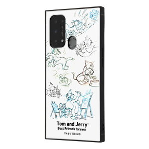 OPPO Reno5A ケース トムとジェリー ホワイト ヴィンテージ キャラクター グッズ 耐衝撃 スマホ カバー エアクッション ハイブリッド スクエア 角 シルエット フォルム オッポ KAKU IQ-WOPR5AK3TB-TJ67